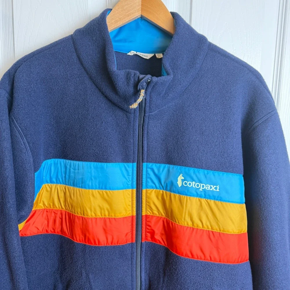 Cotopaxi Men Teca Fleece Full Zip Jacket 3X Blue Retro Stripe Hike Outdoor‎ Gorp